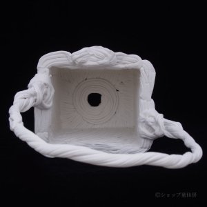 画像2: 綱木紋・鉢・箱鉢持ち手付き・オフホワイト〜ライトグレー