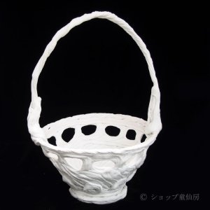 画像1: 綱木紋・鉢・花かご（12穴）・オフホワイト〜ライトグレー