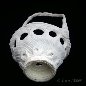 画像4: 綱木紋・鉢・花かご（12穴）・オフホワイト〜ライトグレー