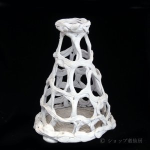 画像1: 綱木紋・鉢・三角柱メッシュ・オフホワイト〜ライトグレー
