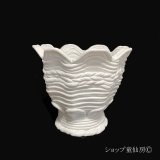 綱木紋・鉢・マーガレットM・オフホワイト〜ライトグレー