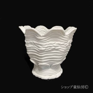 画像1: 綱木紋・鉢・マーガレットM・オフホワイト〜ライトグレー
