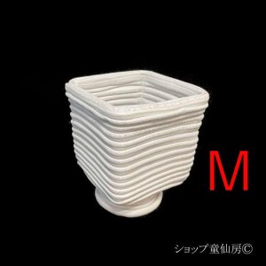 画像1: 綱木紋・鉢・ポストM・オフホワイト〜ライトグレー