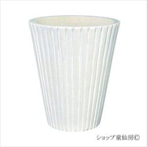 画像1: 樹脂鉢・バーティカルラインハイポット19・ ホワイト
