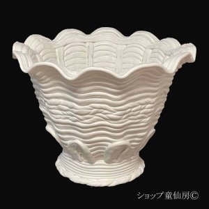 画像1: 綱木紋・鉢・マーガレットL・オフホワイト〜ライトグレー