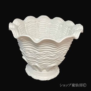画像2: 綱木紋・鉢・マーガレットL・オフホワイト〜ライトグレー