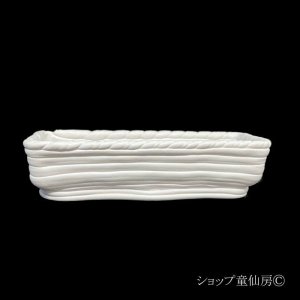 画像5: 綱木紋・鉢・長方形B・オフホワイト〜ライトグレー