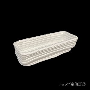 画像1: 綱木紋・鉢・長方形B・オフホワイト〜ライトグレー