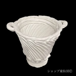 画像1: 綱木紋・鉢・ワインポットM・オフホワイト〜ライトグレー