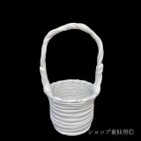 綱木紋・鉢・花器三段手付・ホワイトグレー混合色