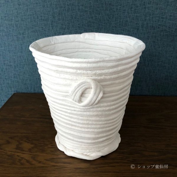 画像1: 綱木紋・鉢・丸鉢B横巻・オフホワイト〜ライトグレー (1)